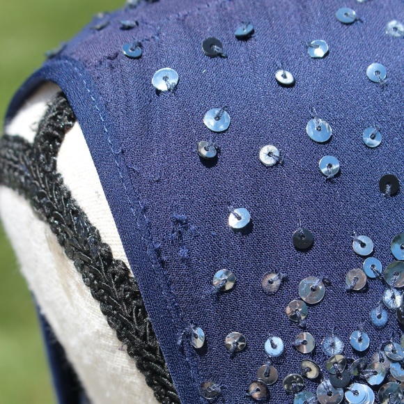 Badgley Mischka navy blue sleeveless sequin dress..... - Picture 10 of 11